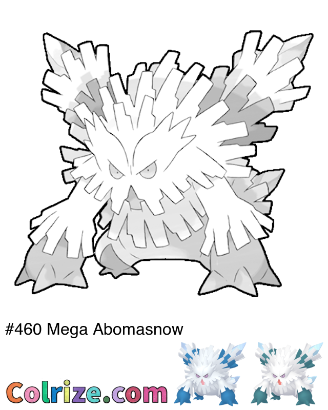 Pokemon Mega Abomasnow coloring page + Shiny Mega Abomasnow coloring page