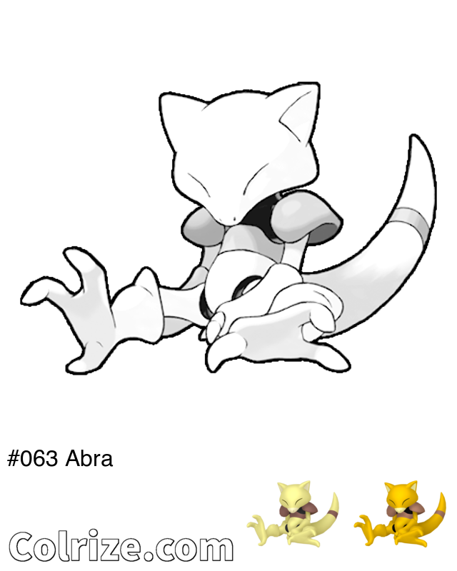 Pokemon Abra coloring page + Shiny Abra coloring page