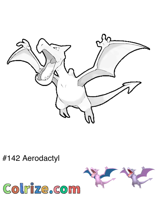 Pokemon Aerodactyl coloring page + Shiny Aerodactyl coloring page