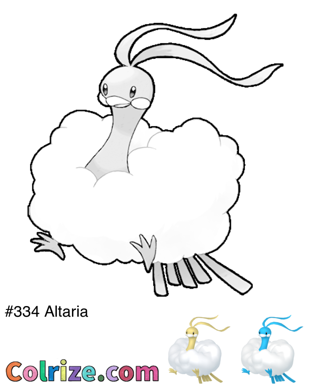 Pokemon Altaria coloring page + Shiny Altaria coloring page