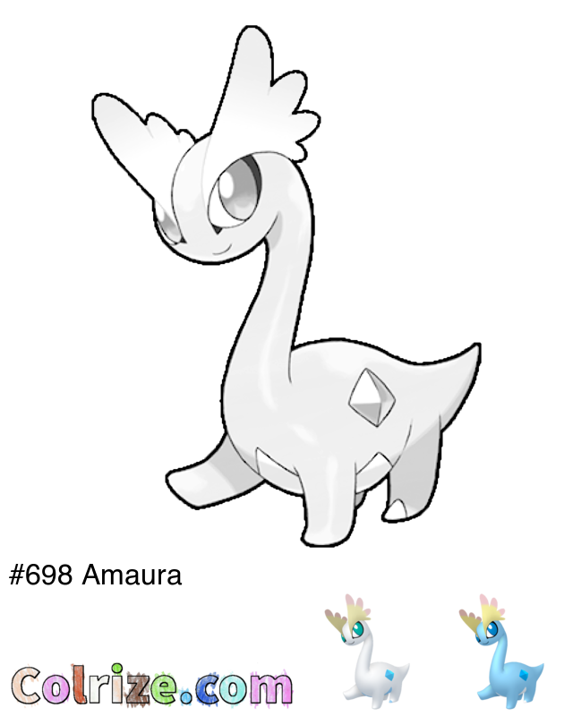 Pokemon Amaura coloring page + Shiny Amaura coloring page