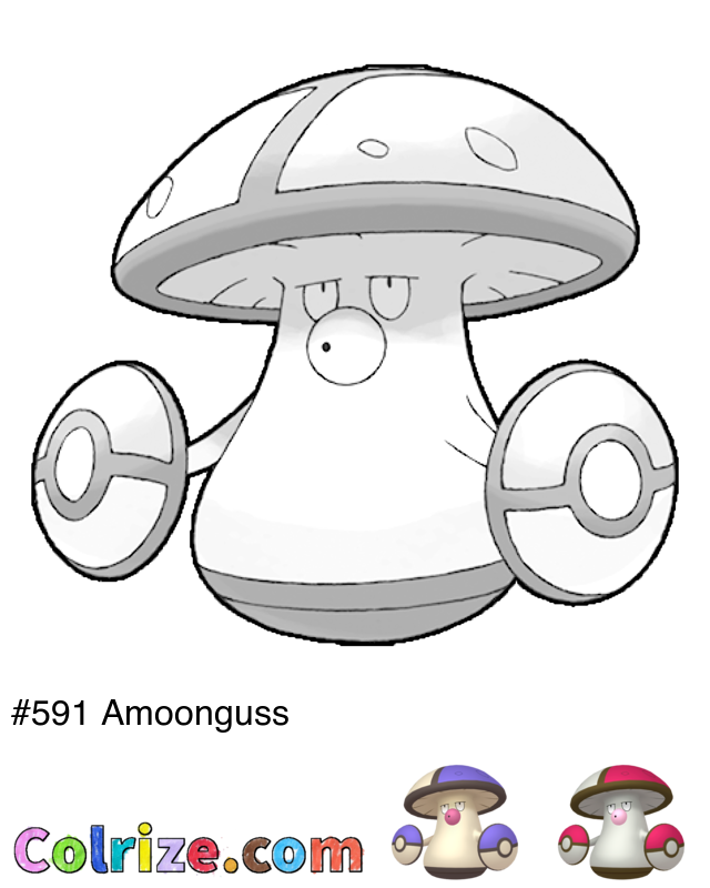 Pokemon Amoonguss coloring page + Shiny Amoonguss coloring page