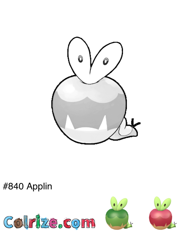 Pokemon Applin coloring page + Shiny Applin coloring page