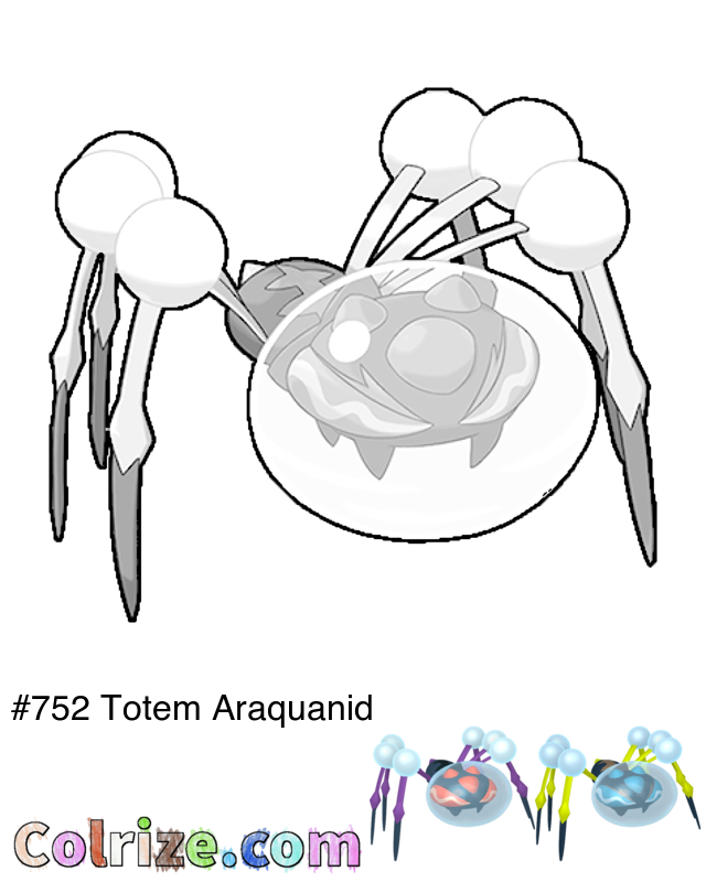 Pokemon Totem Araquanid coloring page + Shiny Totem Araquanid coloring page