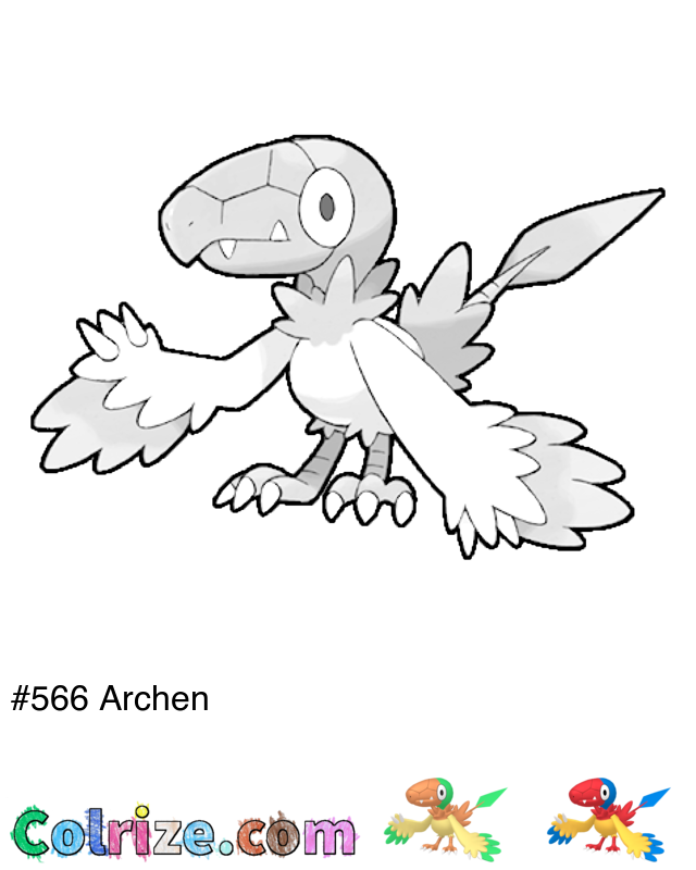 Pokemon Archen coloring page + Shiny Archen coloring page