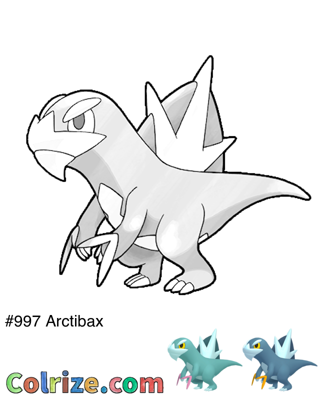 Pokemon Arctibax coloring page + Shiny Arctibax coloring page