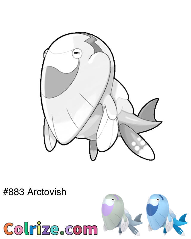 Pokemon Arctovish coloring page + Shiny Arctovish coloring page
