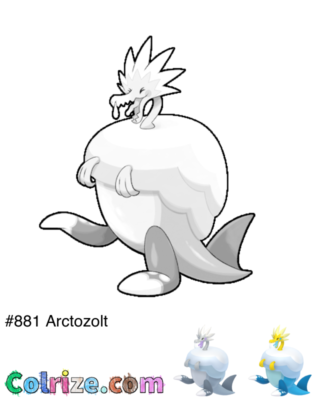 Pokemon Arctozolt coloring page + Shiny Arctozolt coloring page