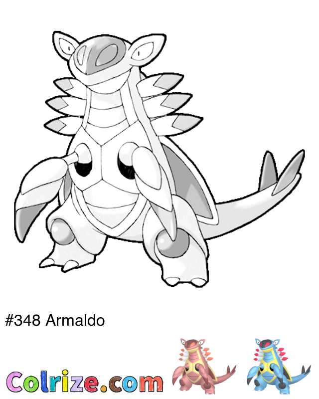 Pokemon Armaldo coloring page + Shiny Armaldo coloring page
