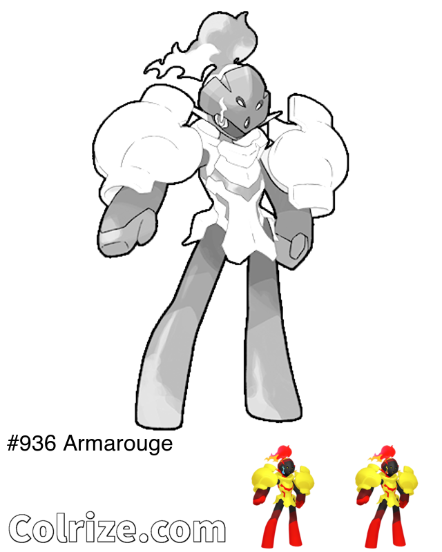 Pokemon Armarouge coloring page + Shiny Armarouge coloring page