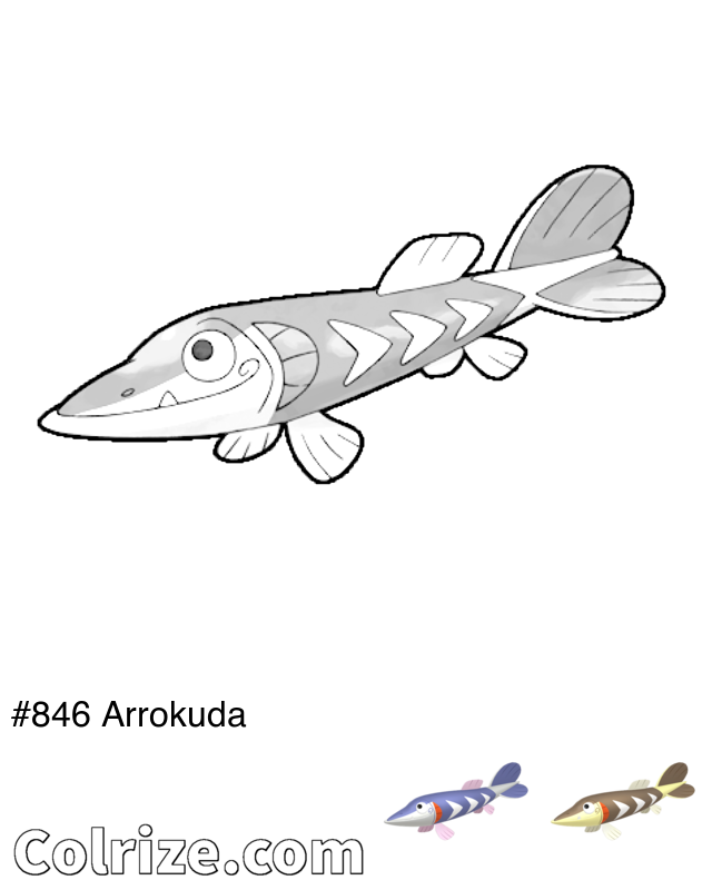 Pokemon Arrokuda coloring page + Shiny Arrokuda coloring page