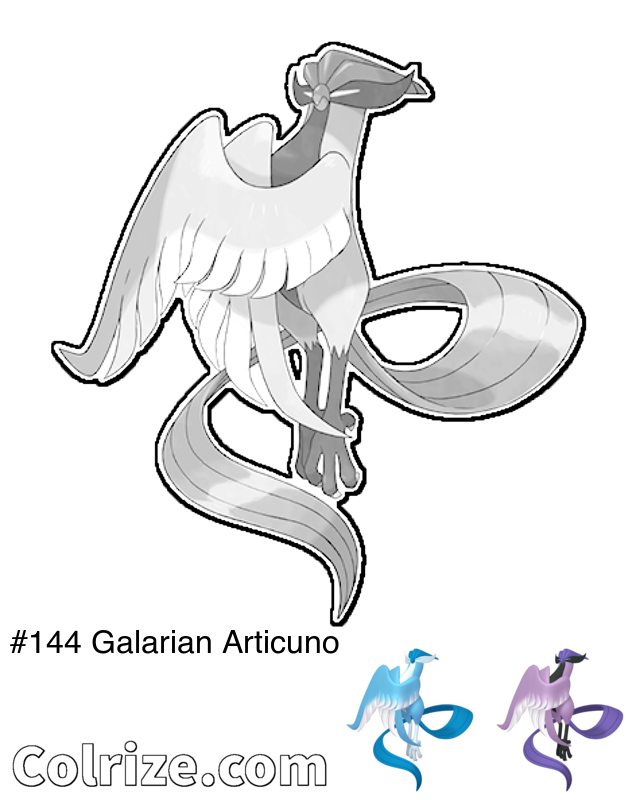 Pokemon Galarian Articuno coloring page + Shiny Galarian Articuno coloring page