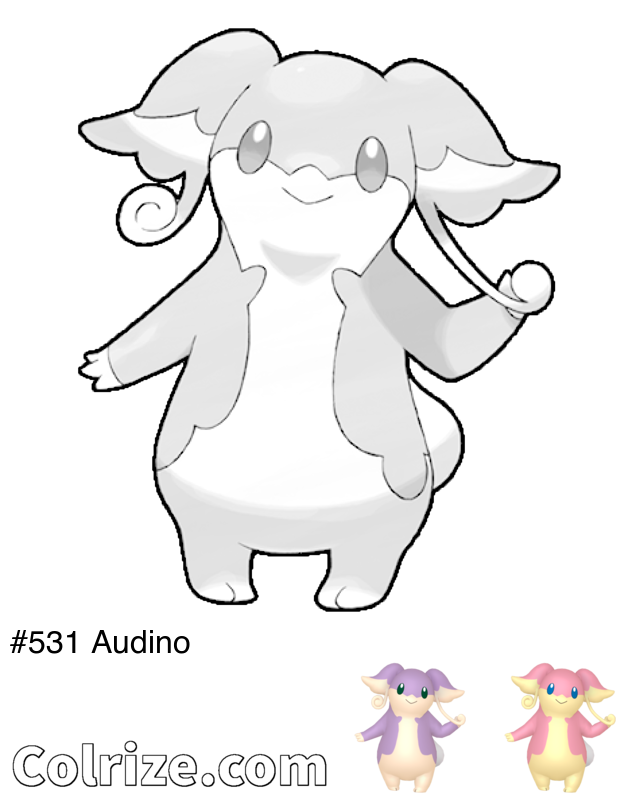 Pokemon Audino coloring page + Shiny Audino coloring page