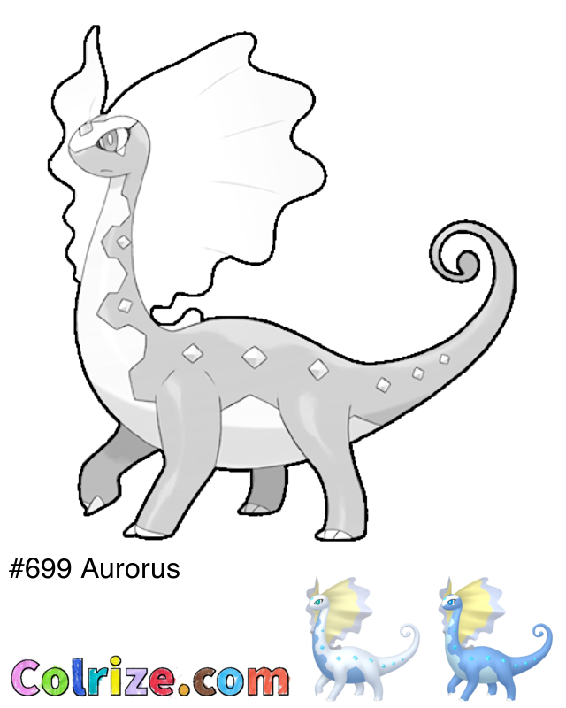 Pokemon Aurorus coloring page + Shiny Aurorus coloring page