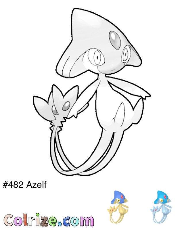 Pokemon Azelf coloring page + Shiny Azelf coloring page