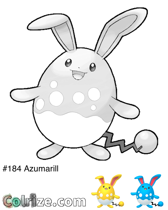 Pokemon Azumarill coloring page + Shiny Azumarill coloring page