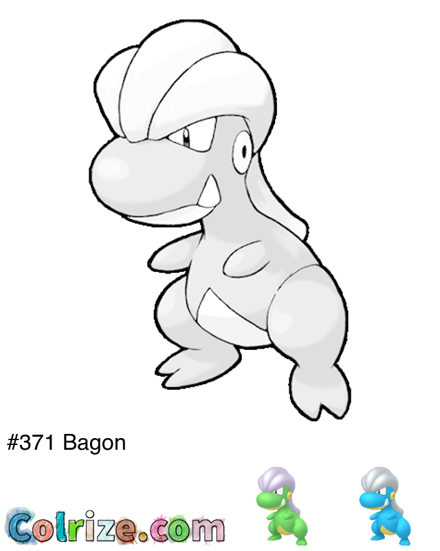 Pokemon Bagon coloring page + Shiny Bagon coloring page