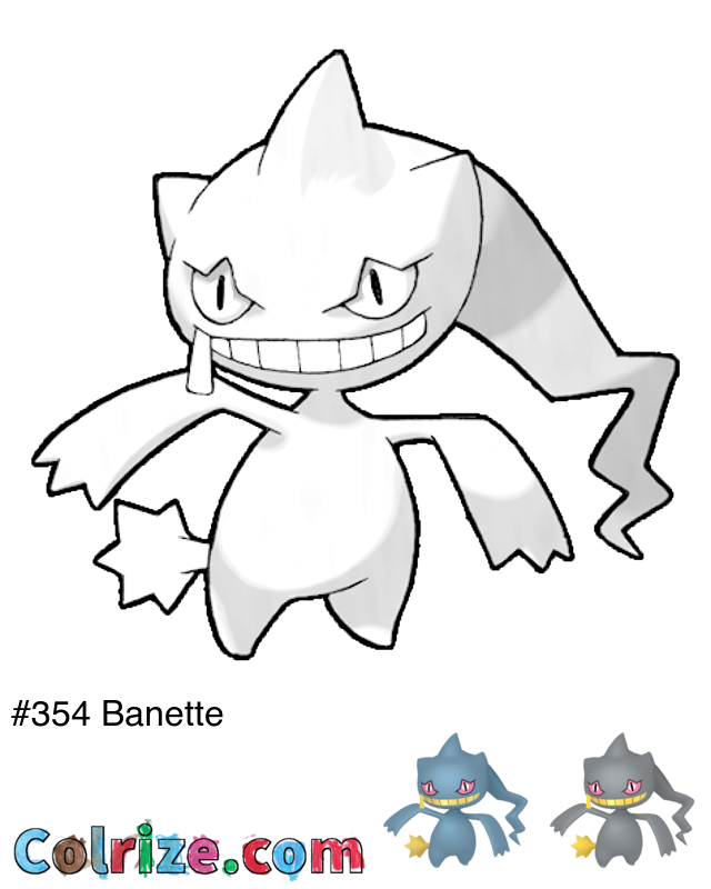 Pokemon Banette coloring page + Shiny Banette coloring page