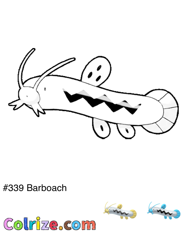 Pokemon Barboach coloring page + Shiny Barboach coloring page