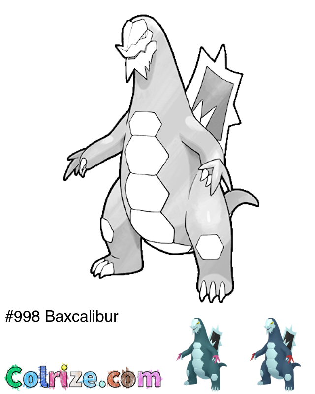 Pokemon Baxcalibur coloring page + Shiny Baxcalibur coloring page