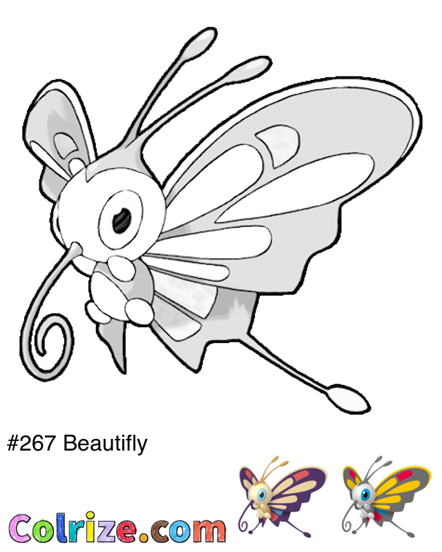 Pokemon Beautifly coloring page + Shiny Beautifly coloring page