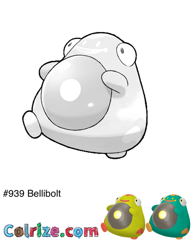 Pokemon Bellibolt coloring page + Shiny Bellibolt coloring page