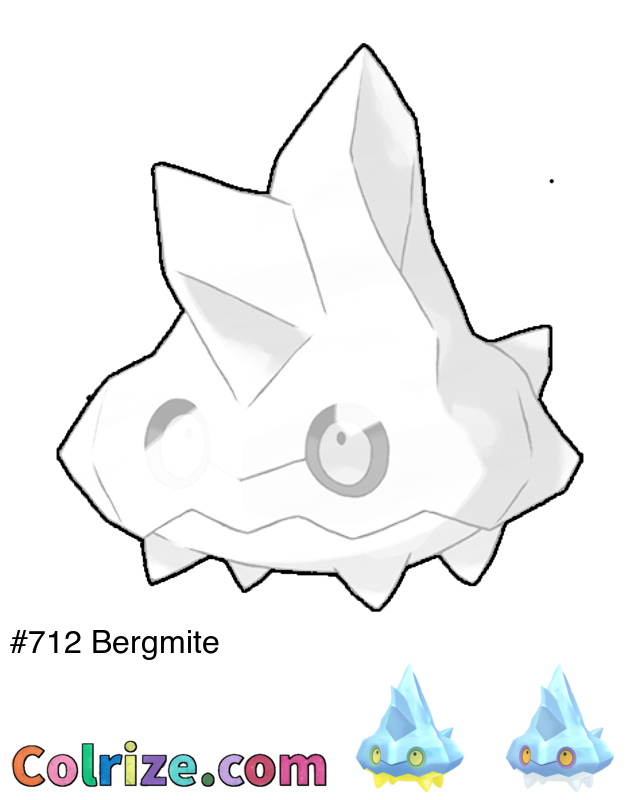 Pokemon Bergmite coloring page + Shiny Bergmite coloring page