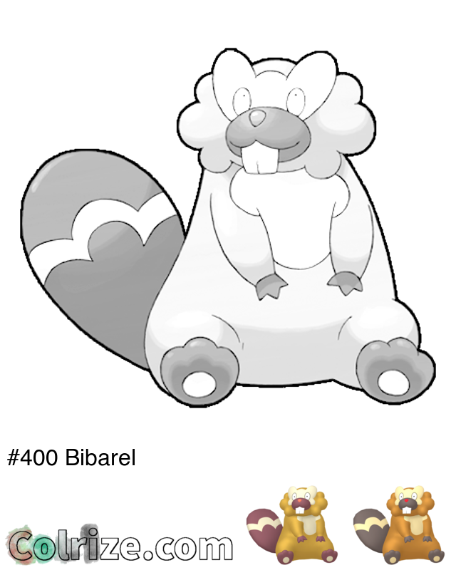 Pokemon Bibarel coloring page + Shiny Bibarel coloring page