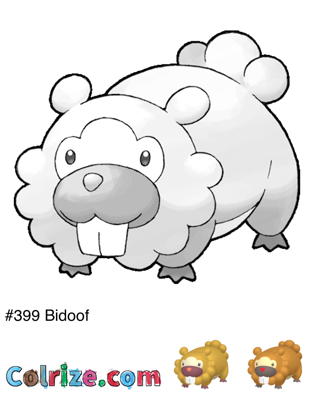 Pokemon Bidoof coloring page + Shiny Bidoof coloring page