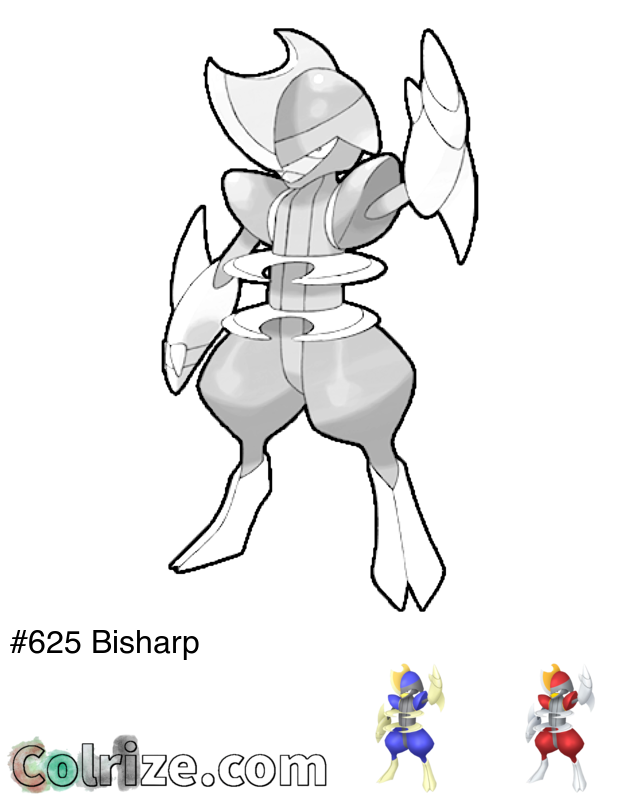 Pokemon Bisharp coloring page + Shiny Bisharp coloring page