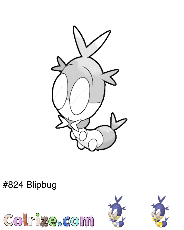 Pokemon Blipbug coloring page + Shiny Blipbug coloring page
