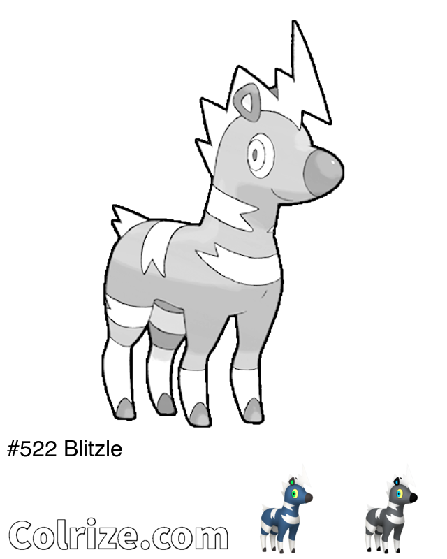 Pokemon Blitzle coloring page + Shiny Blitzle coloring page