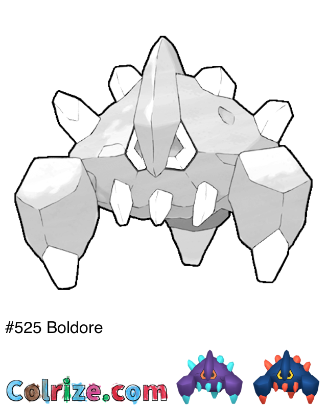 Pokemon Boldore coloring page + Shiny Boldore coloring page