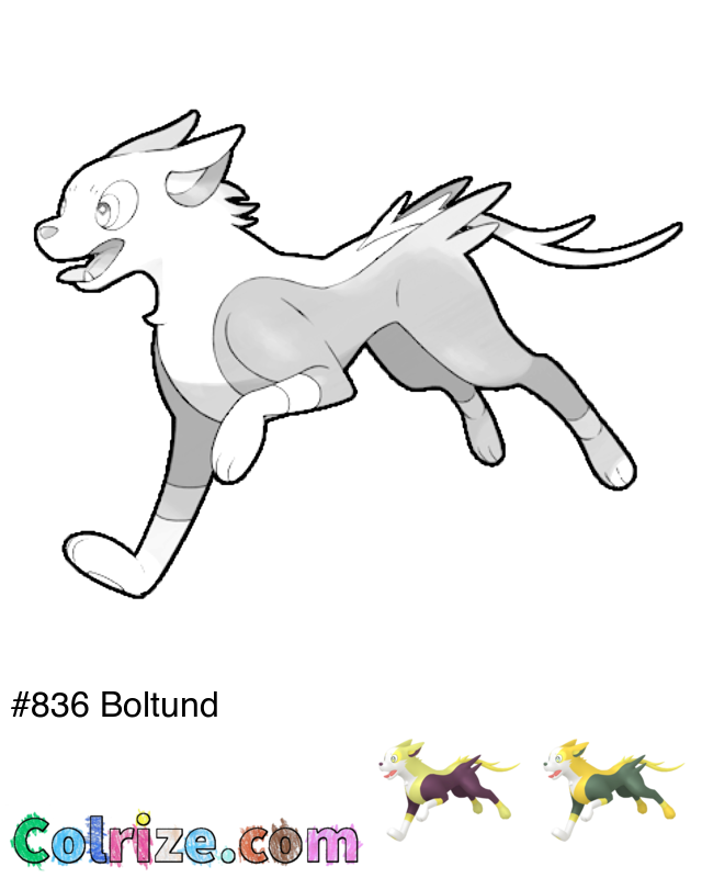 Pokemon Boltund coloring page + Shiny Boltund coloring page