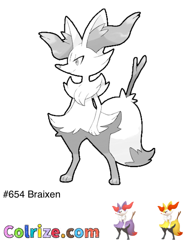 Pokemon Braixen coloring page + Shiny Braixen coloring page