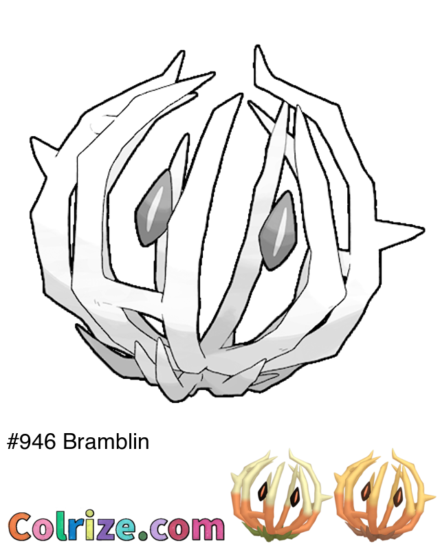 Pokemon Bramblin coloring page + Shiny Bramblin coloring page