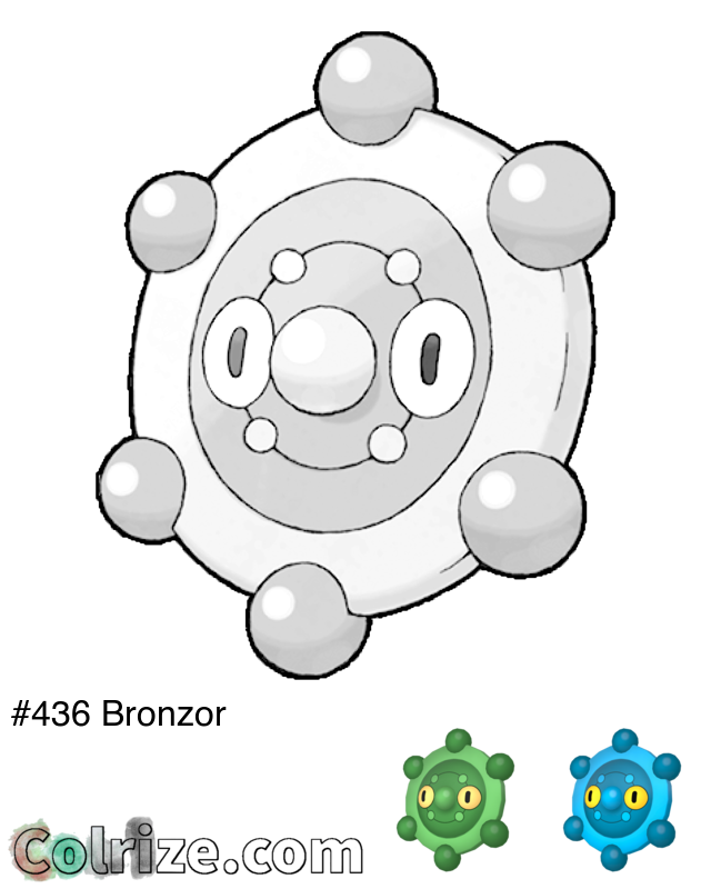 Pokemon Bronzor coloring page + Shiny Bronzor coloring page