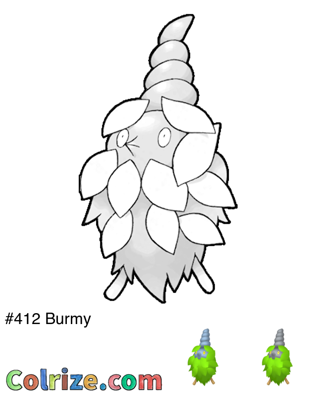Pokemon Burmy coloring page + Shiny Burmy coloring page