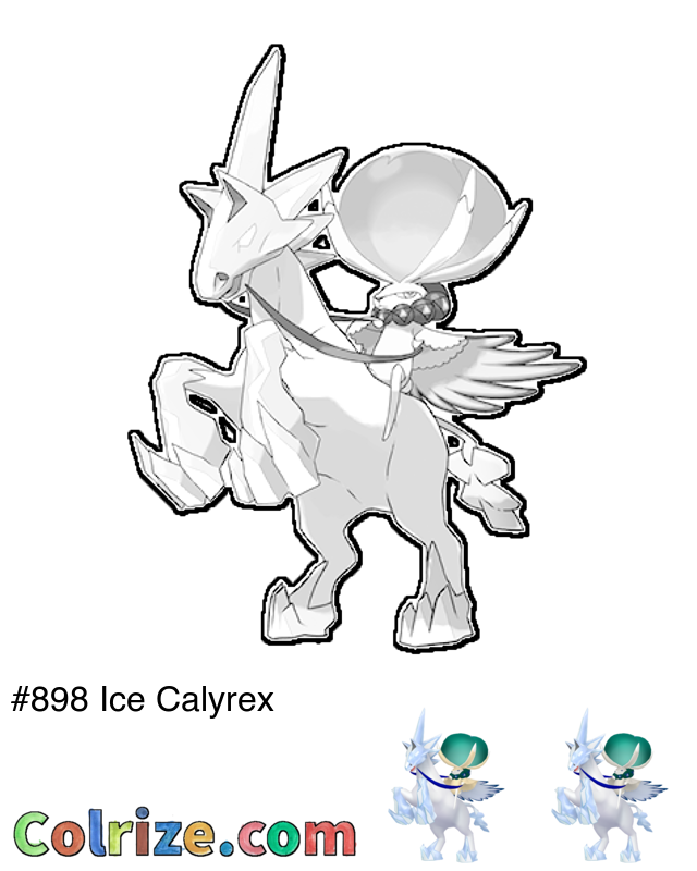 Pokemon Ice Calyrex coloring page + Shiny Ice Calyrex coloring page
