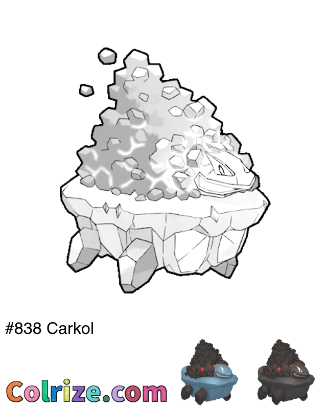 Pokemon Carkol coloring page + Shiny Carkol coloring page