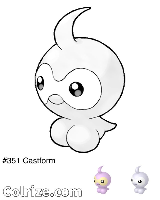 Pokemon Castform coloring page + Shiny Castform coloring page