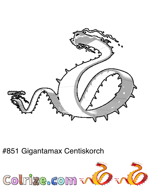 Pokemon Gigantamax Centiskorch coloring page + Shiny Gigantamax Centiskorch coloring page