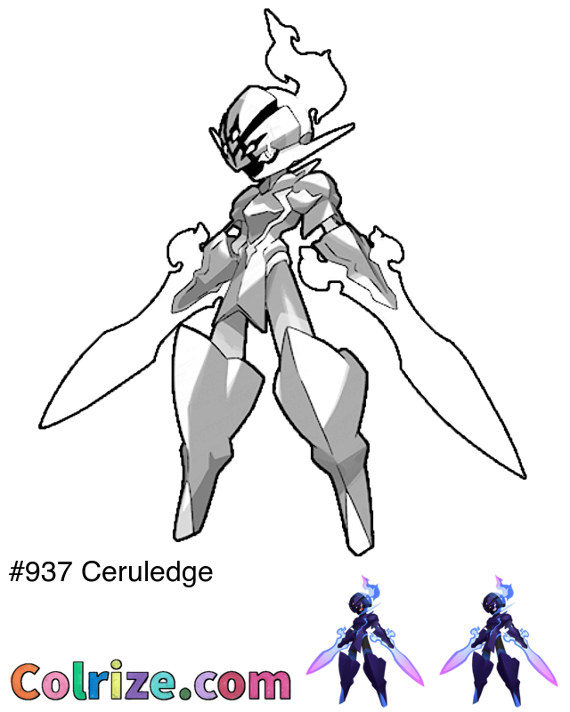 Pokemon Ceruledge coloring page + Shiny Ceruledge coloring page