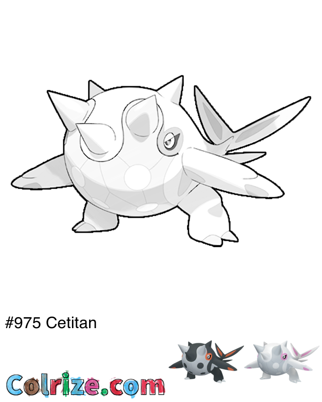 Pokemon Cetitan coloring page + Shiny Cetitan coloring page