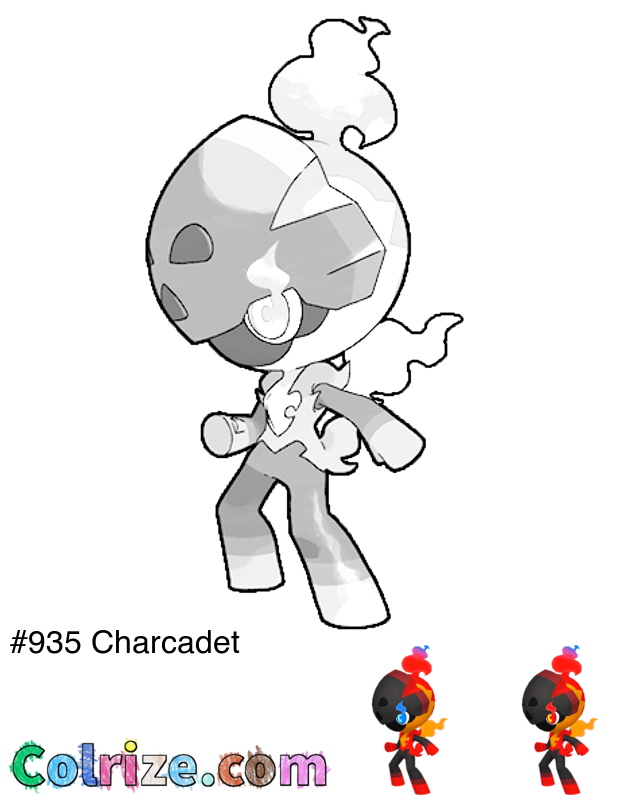 Pokemon Charcadet coloring page + Shiny Charcadet coloring page