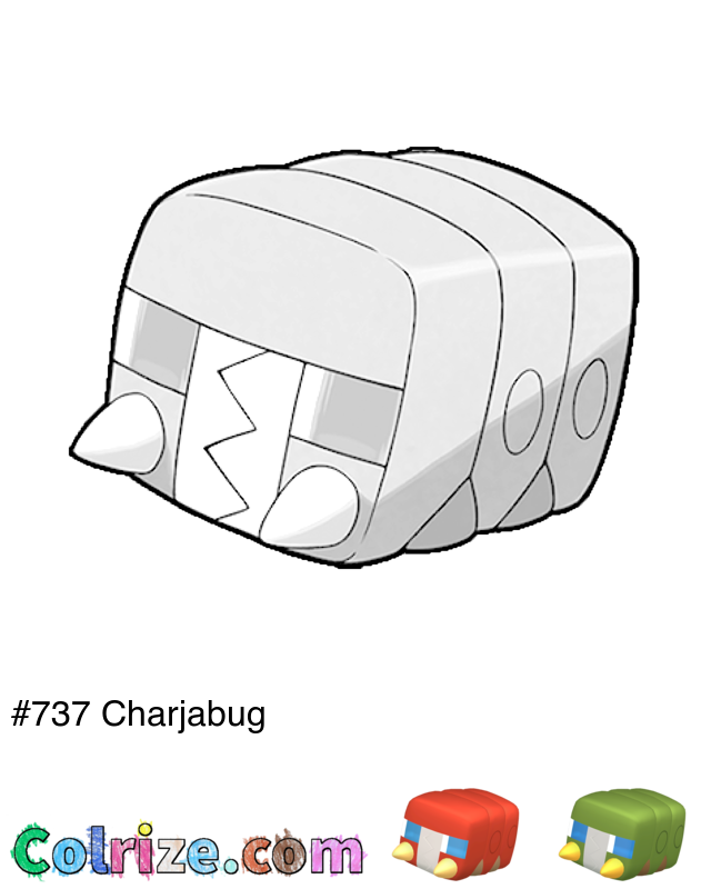 Pokemon Charjabug coloring page + Shiny Charjabug coloring page