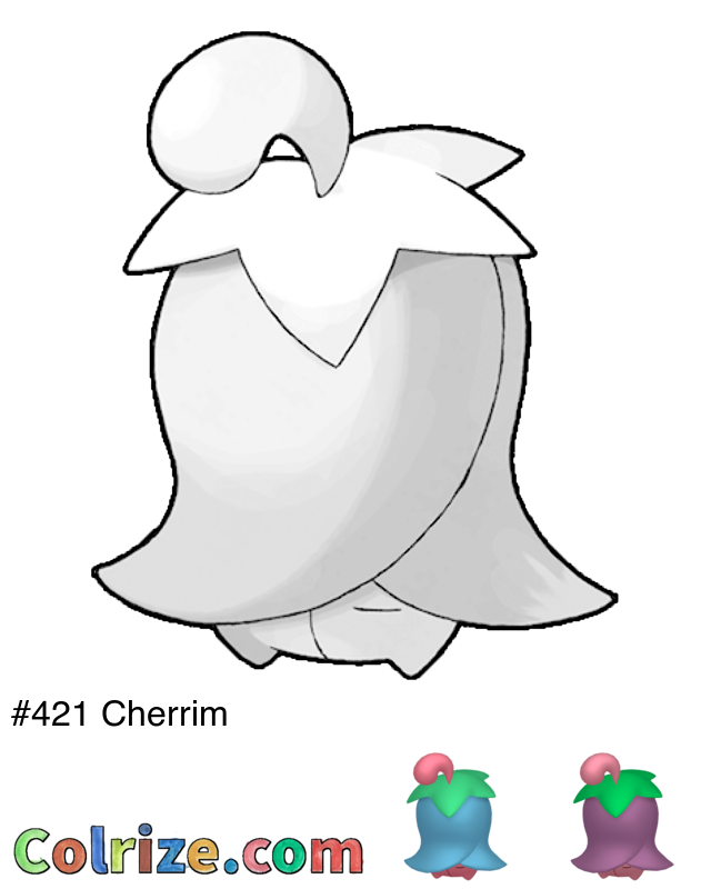 Pokemon Cherrim coloring page + Shiny Cherrim coloring page