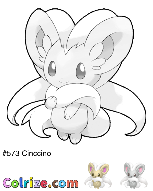 Pokemon Cinccino coloring page + Shiny Cinccino coloring page