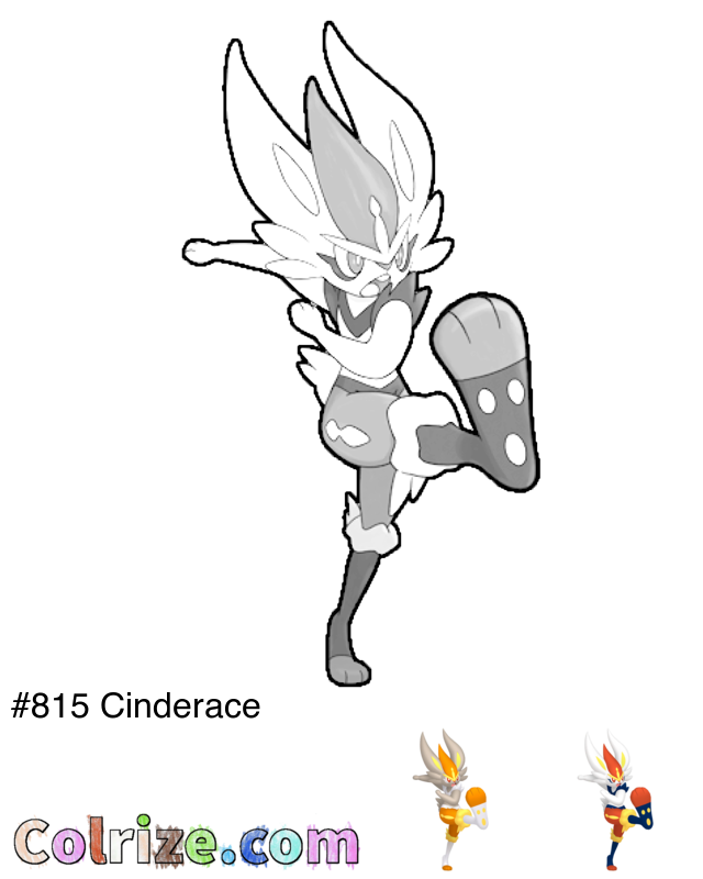Pokemon Cinderace coloring page + Shiny Cinderace coloring page