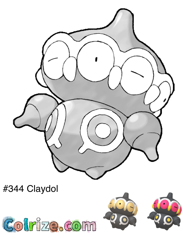 Pokemon Claydol coloring page + Shiny Claydol coloring page